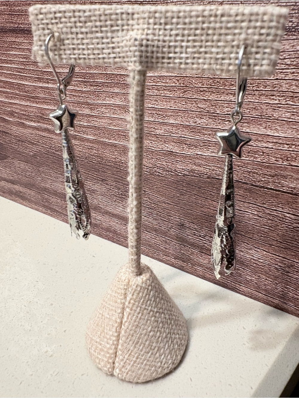 Artisan Jewelry: Shooting Star Earrings Silvertone